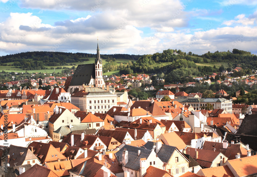 View of old city Cesky Krumlov, Czech Republic
