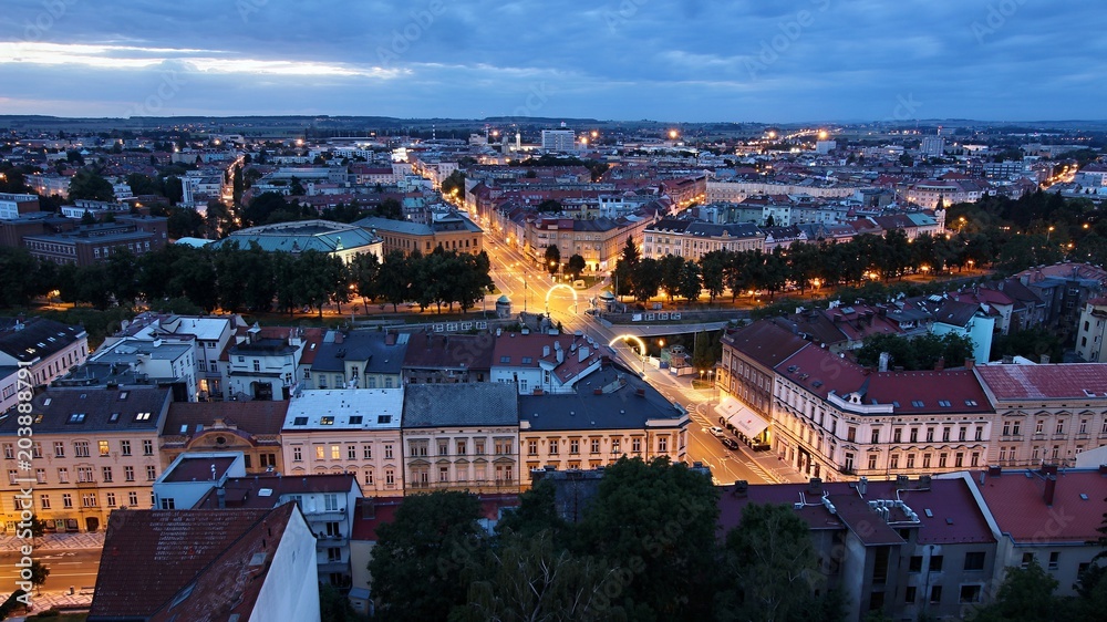 Night view from White tower on the Hradec Kralove