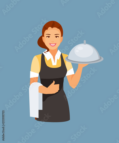 Waitress girl vector