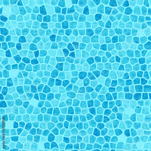 Swimming pool background. Blue mosaic background. Grunge background with colorful design elements. Seamless geometric water pool pattern. Waterpool bg. Abstract background. Texture background.