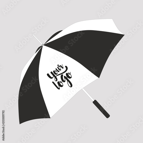 Customizable black and white umbrella Promotional gift. Vector illustration.