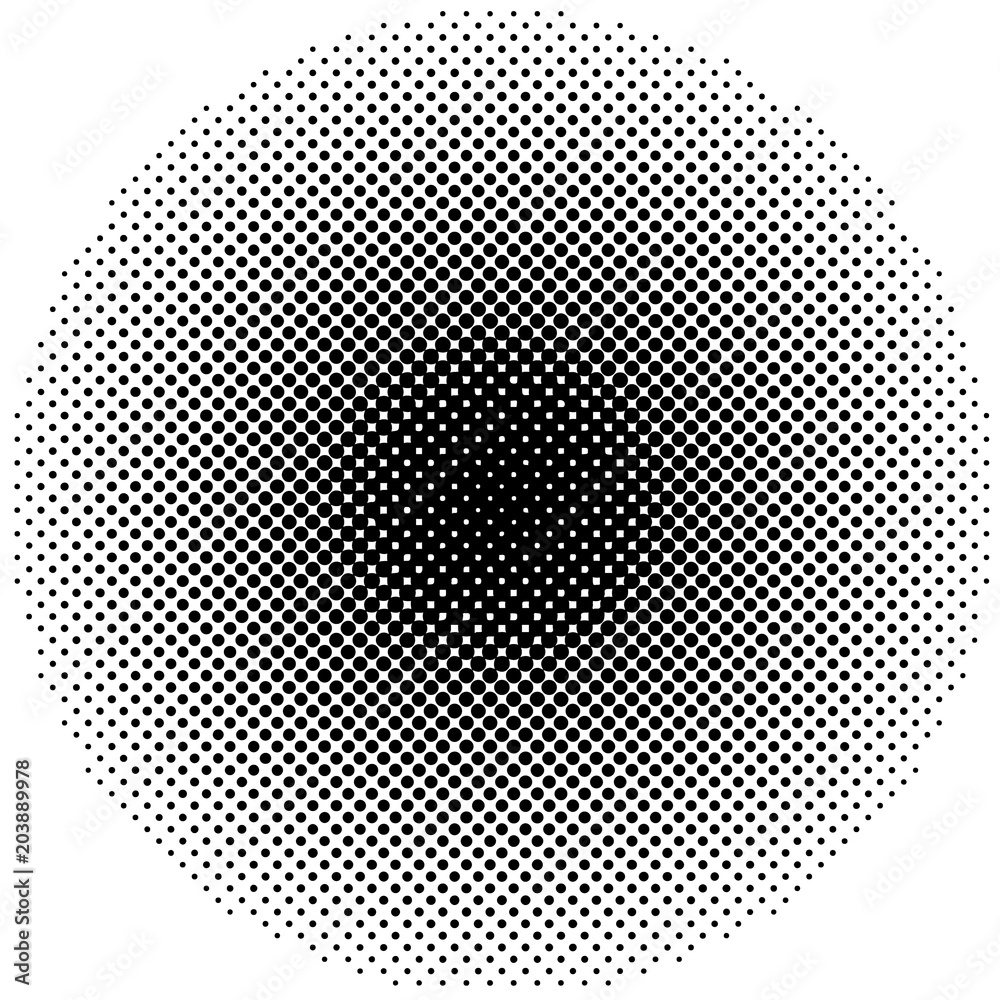 Halftone element, circular halftone pattern. Specks, halftone circle gradient