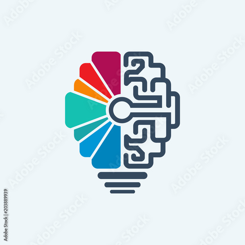 Brain & lamp Logo vector
