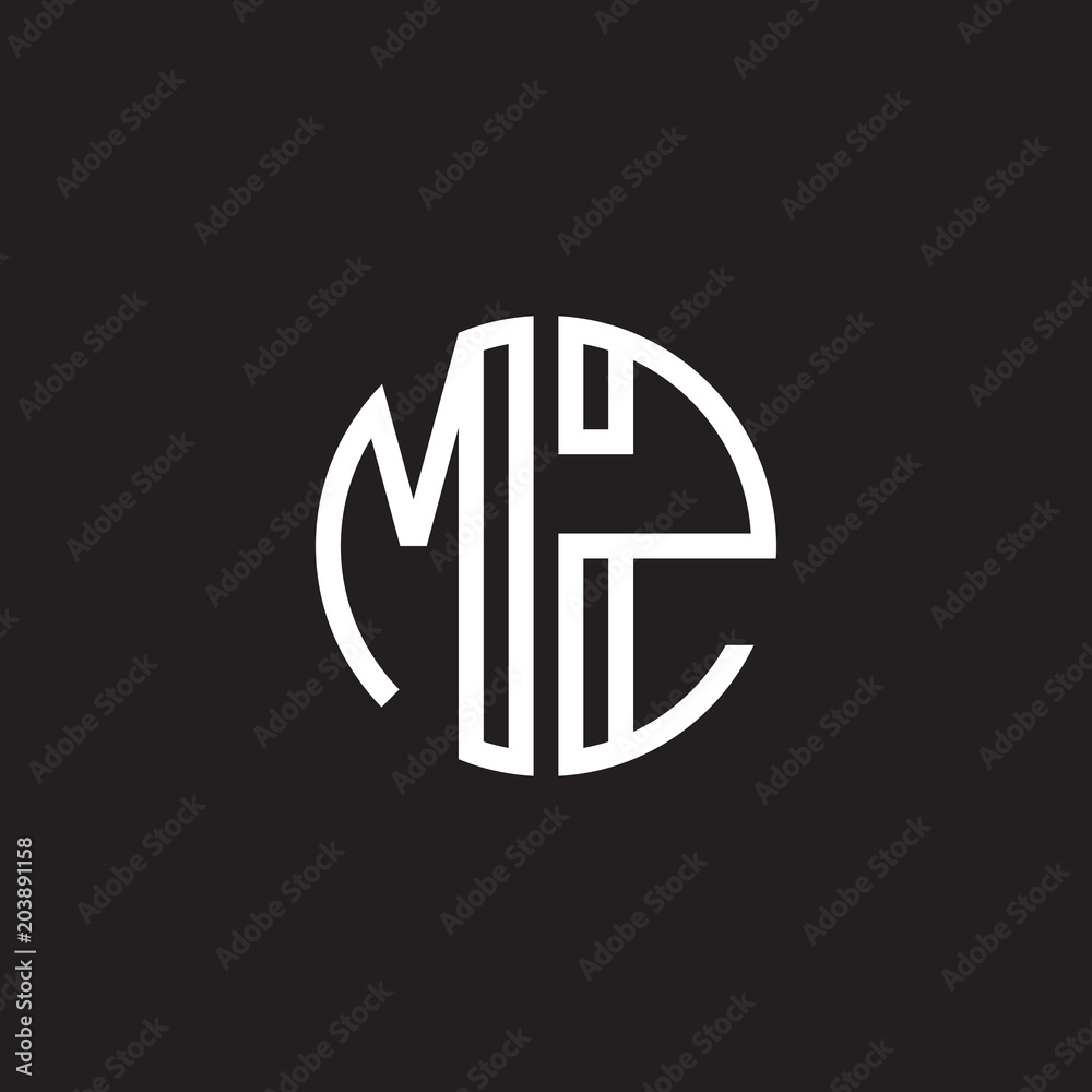 Initial letter MZ, minimalist line art monogram circle shape logo ...