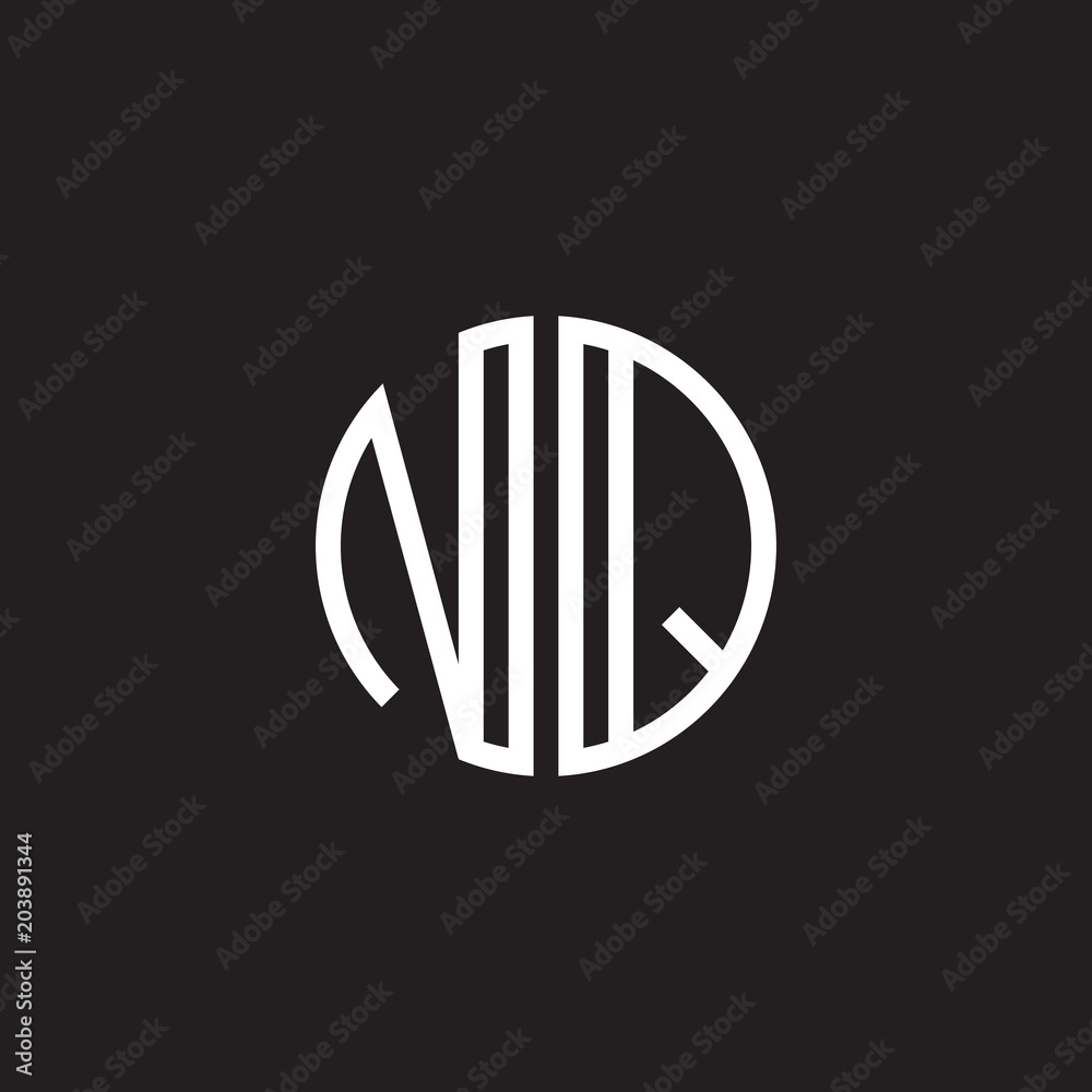 Initial letter NQ, minimalist line art monogram circle shape logo, white color on black background Initial letter NQ, minimalist line art monogram circle shape logo, white color on black background