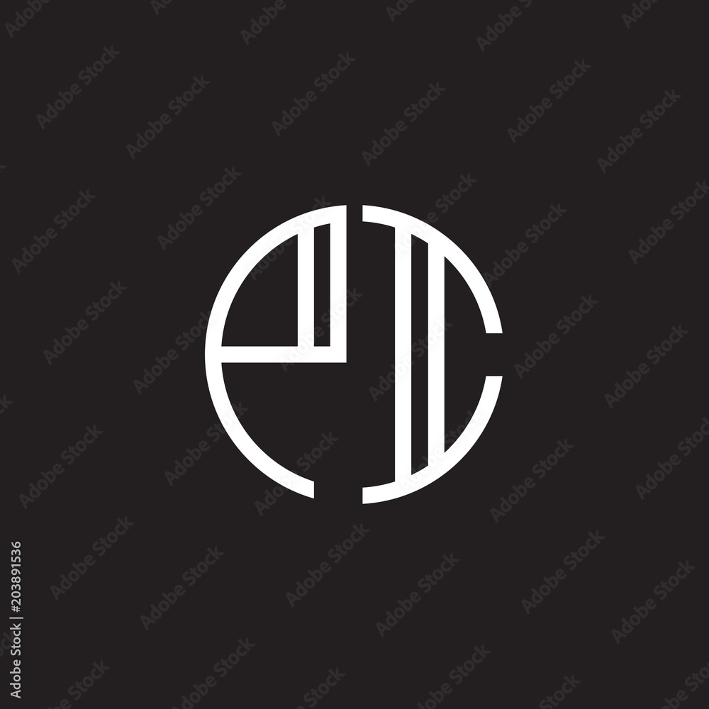Initial letter PI, minimalist line art monogram circle shape logo, white color on black background Initial letter PI, minimalist line art monogram circle shape logo, white color on black background