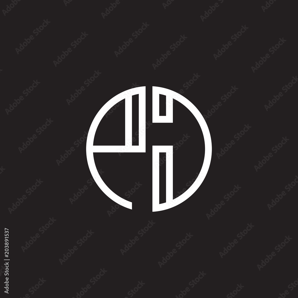 Initial letter PJ, minimalist line art monogram circle shape logo, white color on black background Initial letter PJ, minimalist line art monogram circle shape logo, white color on black background