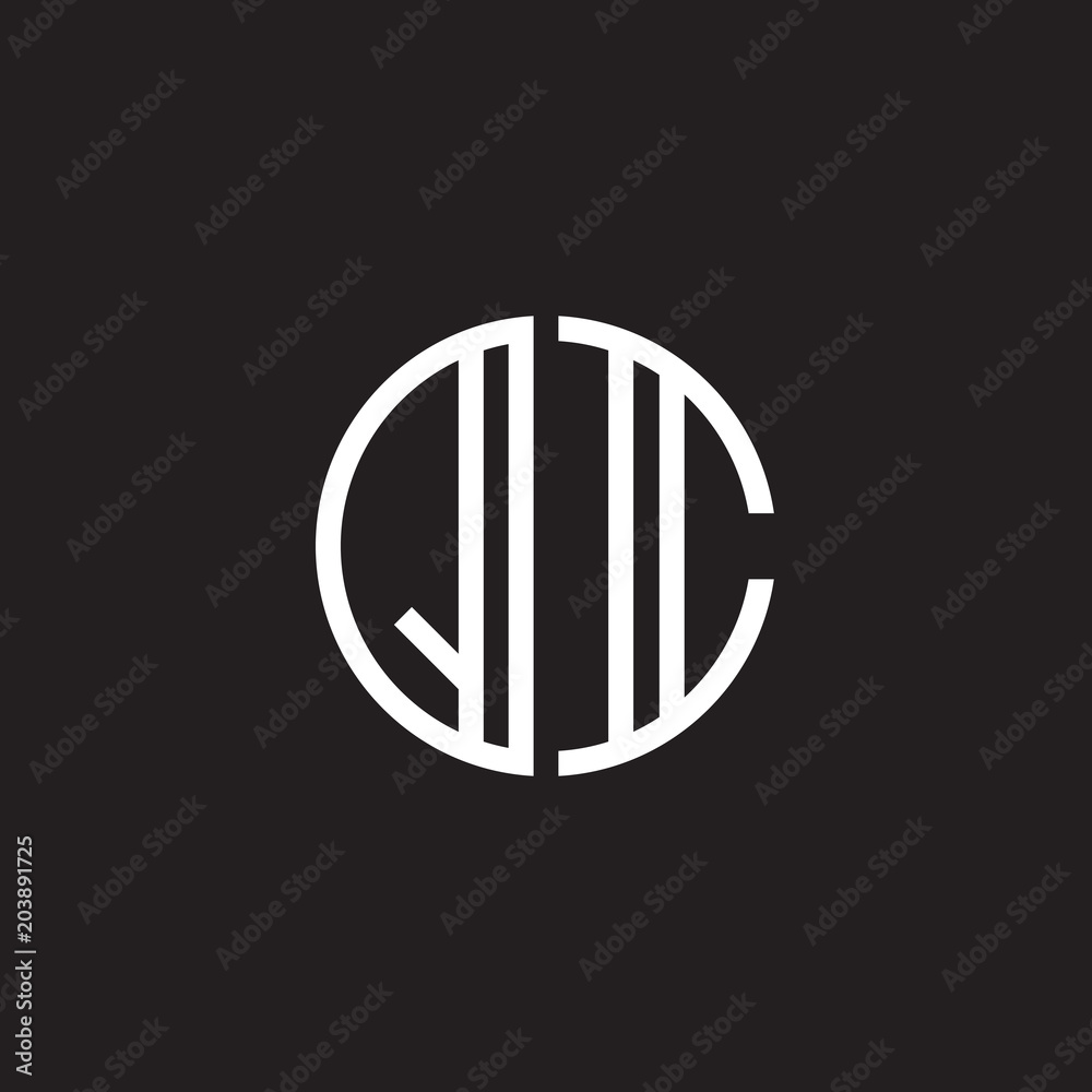 Initial letter QI, minimalist line art monogram circle shape logo, white color on black background Initial letter QI, minimalist line art monogram circle shape logo, white color on black background