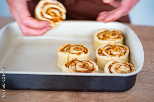 buns with cinnamon and cream photo