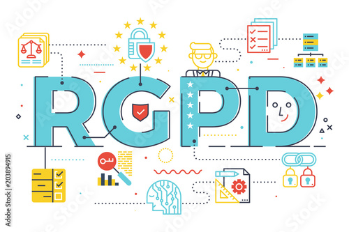 European GDPR (General Data Protection Regulation) word concept  illustration in Spanish abbreviation (RGPD) photo