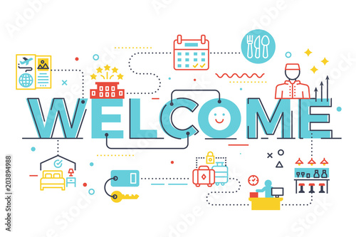 Welcome word lettering illustration