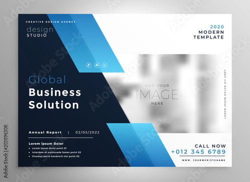 creative blue modern business brochure flyer presentation template