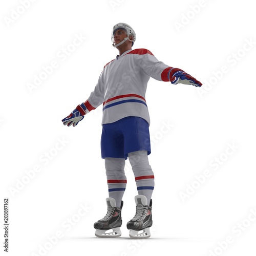 Hockey Player on white. 3D illustration © 2dmolier