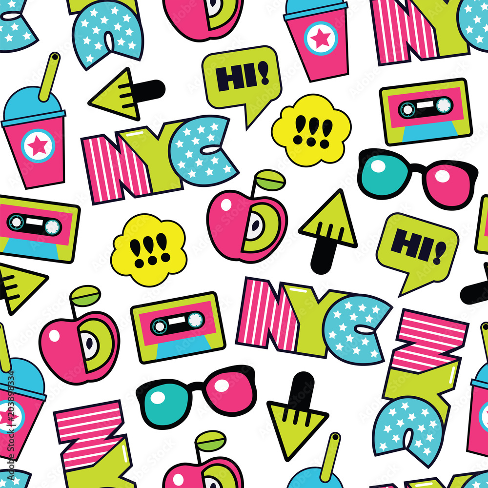 color trendy seamless american pattern with labels color trendy seamless american pattern with labels