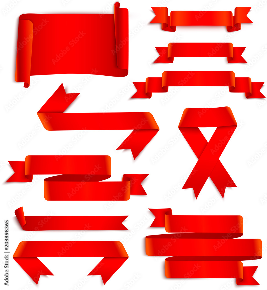 Set of red ribbons isolated on white. Set of red ribbons isolated on white.