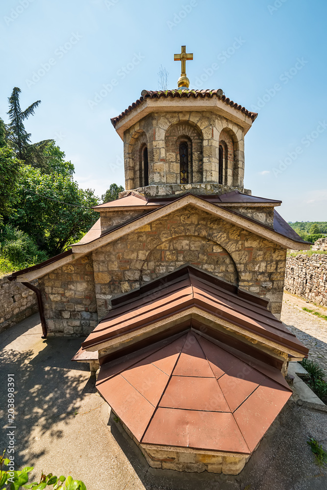 Naklejka premium Belgrade, Serbia April 24, 2018: Entrance of Saint Petka's Chapel located in Belgrade Fortress or Beogradska Tvrdjava consists of the old citadel and Kalemegdan Park along River Sava and Danube.