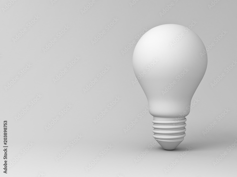 Blank light bulb on gray background with shadow . 3D rendering. Stock  Illustration | Adobe Stock