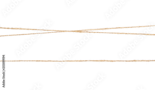 String, rope isolated on white background texture, top view