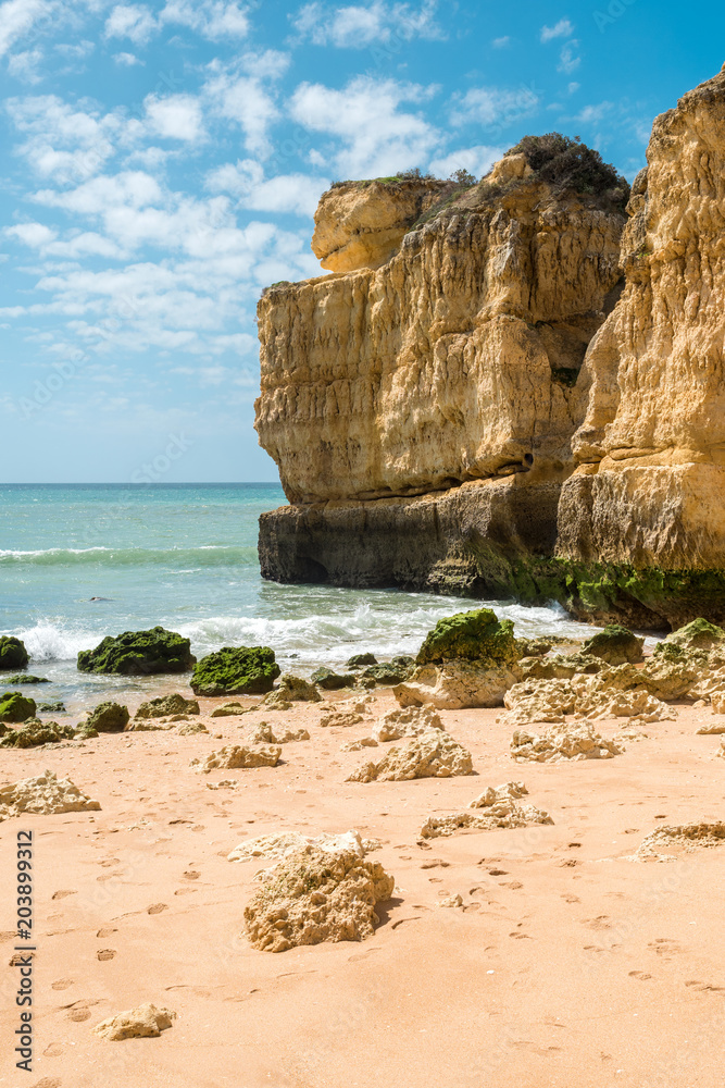 Beautiful sandy beaches and turquoise ocean in Algarve, Portugal
