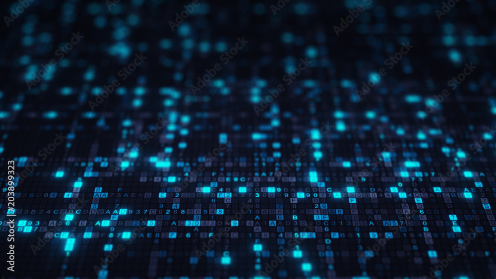 Blue hexadecimal digit code information technology concept Blue hexadecimal digit code information technology concept