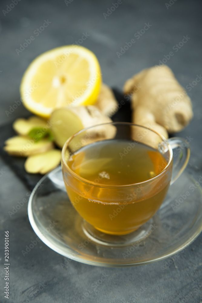 Homemade ginger and lemon tea