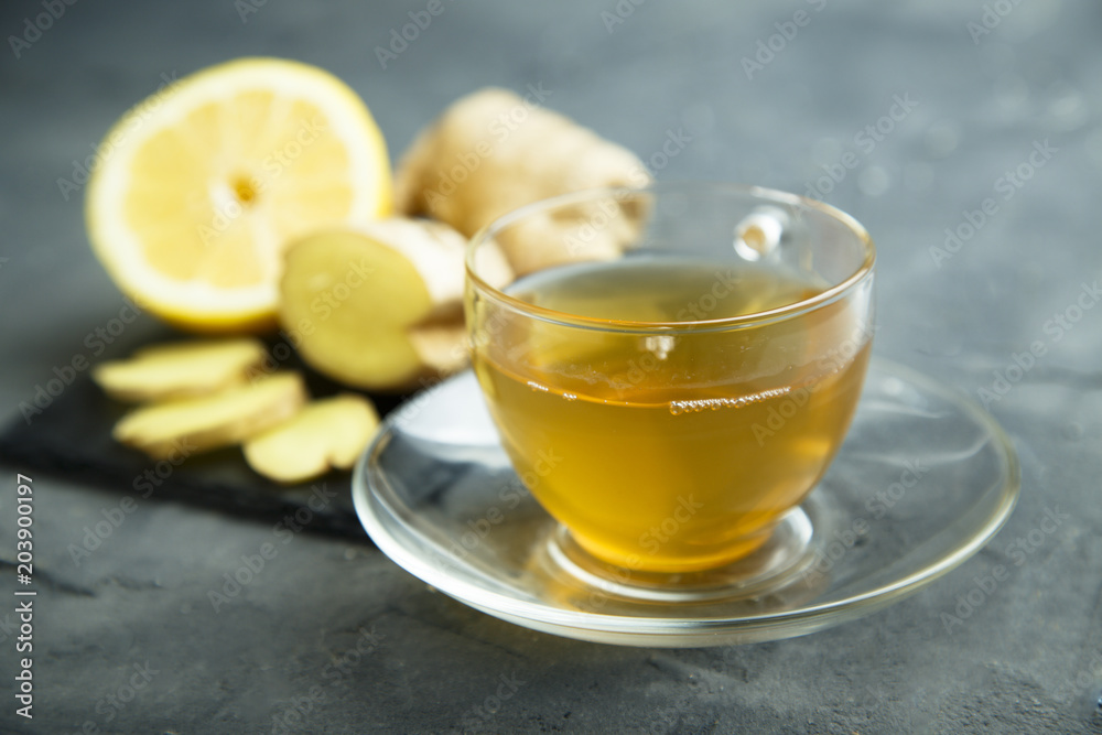 Homemade ginger and lemon tea Homemade ginger and lemon tea