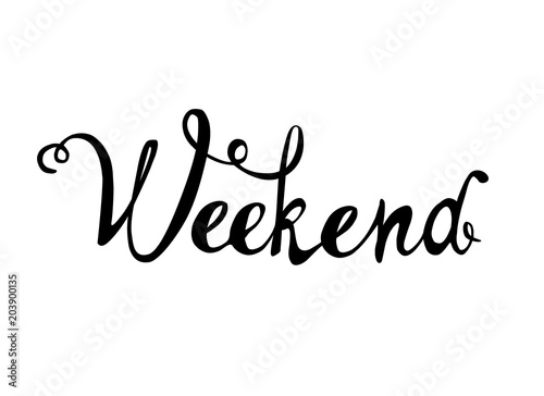 Weekend. Hand written doodle word on white