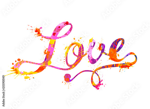 Love. Hand written word of splash paint