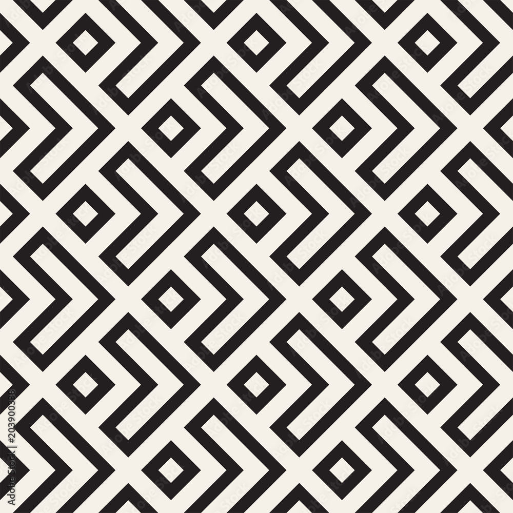 Stylish lines lattice. Ethnic monochrome texture. Abstract geometric background design. Vector seamless pattern. Stylish lines lattice. Ethnic monochrome texture. Abstract geometric background design. Vector seamless pattern.
