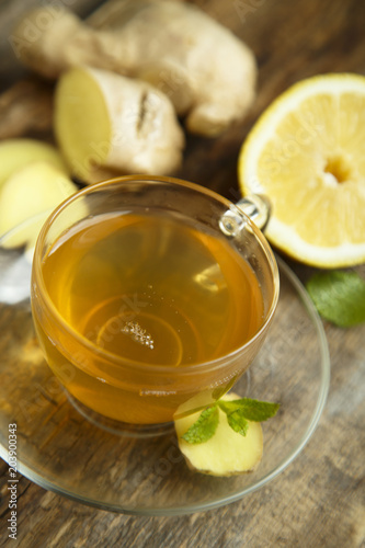 Homemade ginger and lemon tea