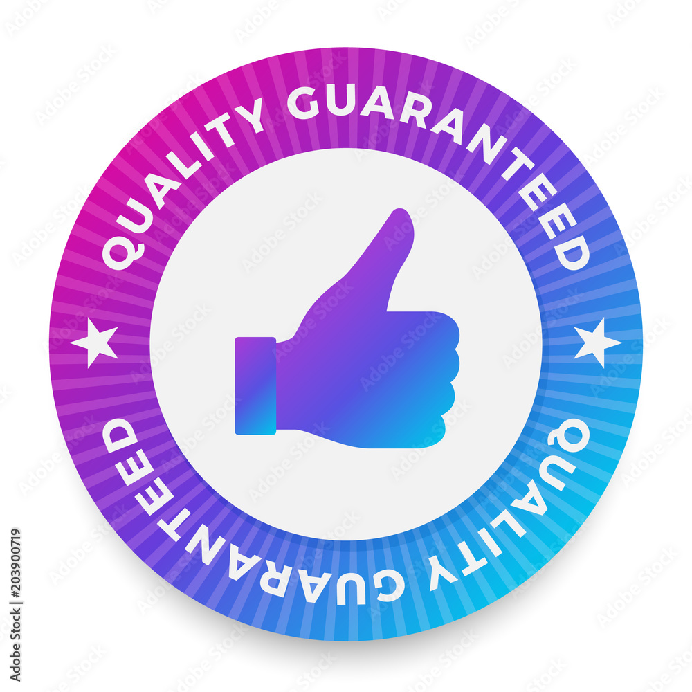 Quality guarantee label, round stamp for high quality products, vector illustration Quality guarantee label, round stamp for high quality products, vector illustration