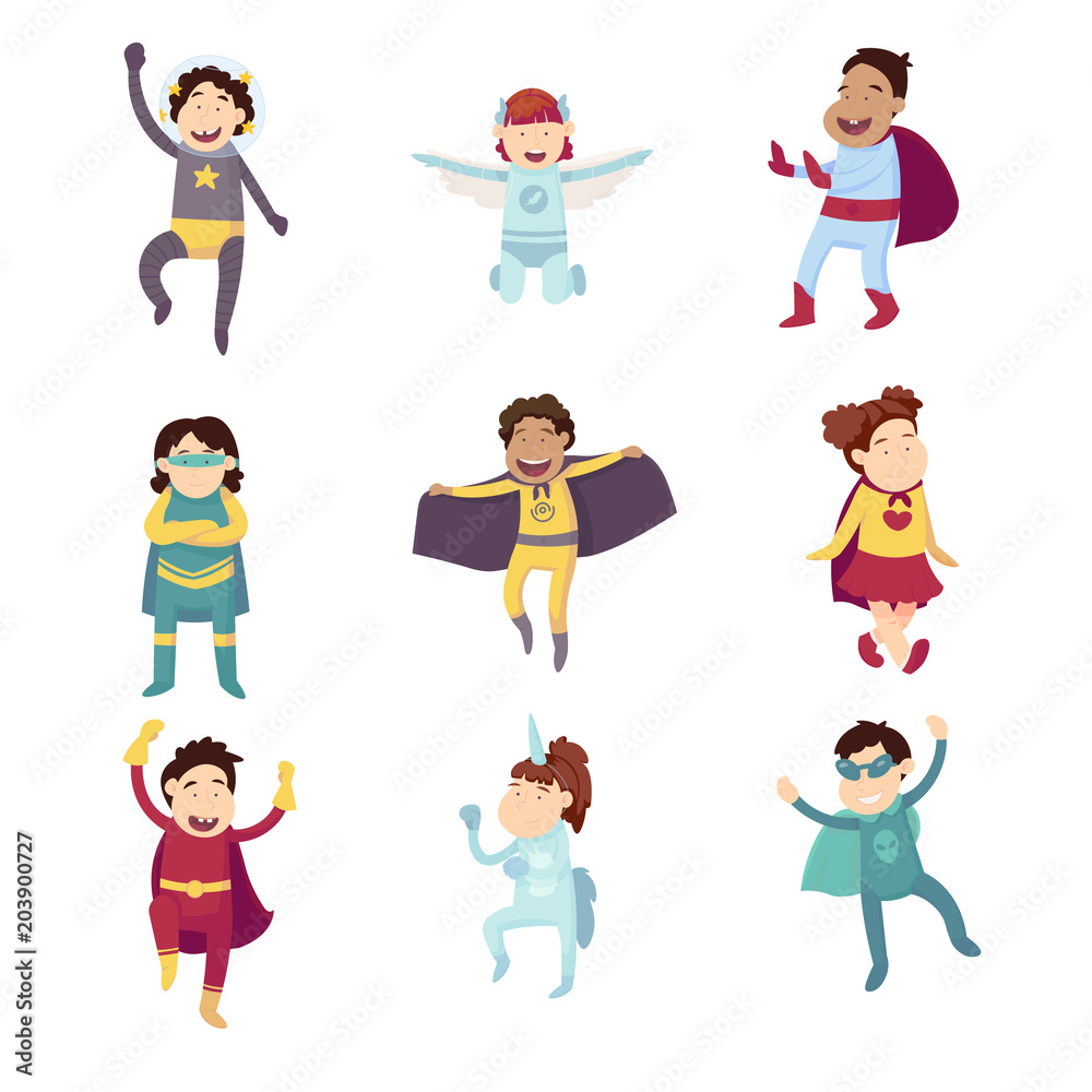 Children imagine themselves to be super heroes and try on different superhero is guests. Their ability of super heroes to fly, jump, run and save the world from baddies.