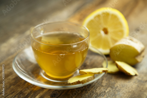 Homemade ginger and lemon tea