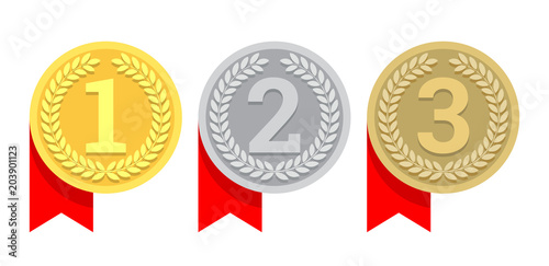 Gold, silver and bronze medal icon.