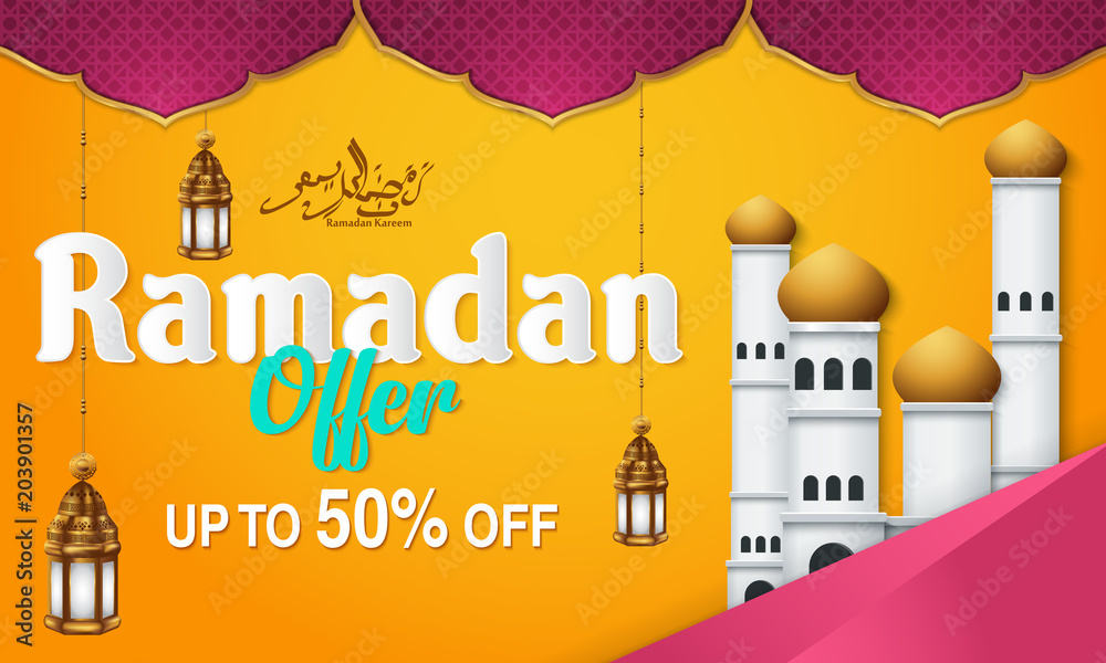 Naklejka premium Ramadan Kareem month sale offer, banner template