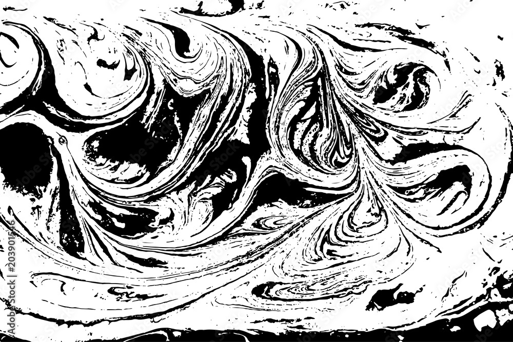 Black and white liquid texture. Hand drawn marbling illustration. Abstract vector background. Monochrome marble pattern. Black and white liquid texture. Hand drawn marbling illustration. Abstract vector background. Monochrome marble pattern.