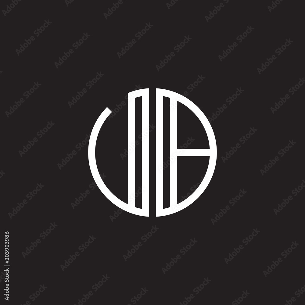 Initial letter UB, VB, minimalist line art monogram circle shape logo, white color on black background Initial letter UB, VB, minimalist line art monogram circle shape logo, white color on black background
