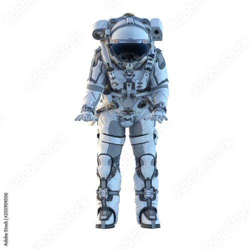 Astronaut on white. Mixed media