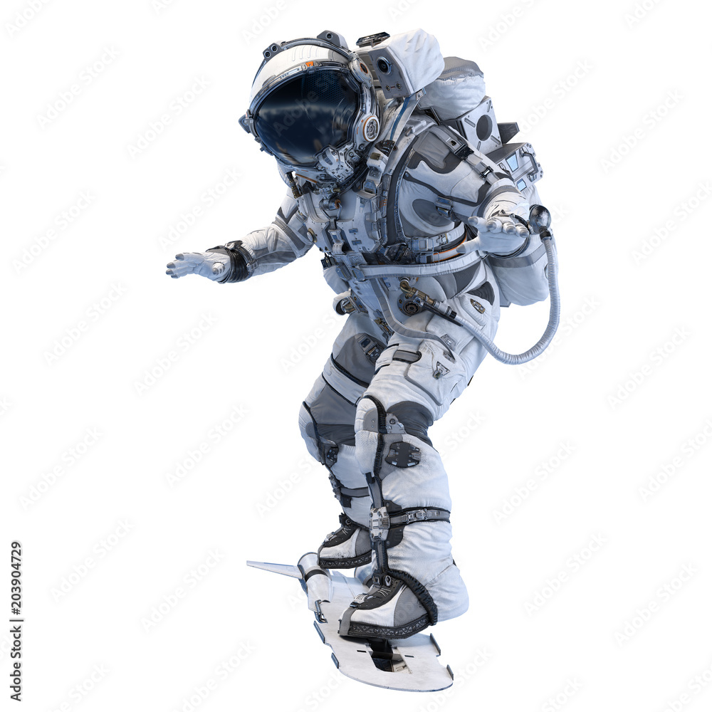 Spaceman on flying board. Mixed media Spaceman on flying board. Mixed media