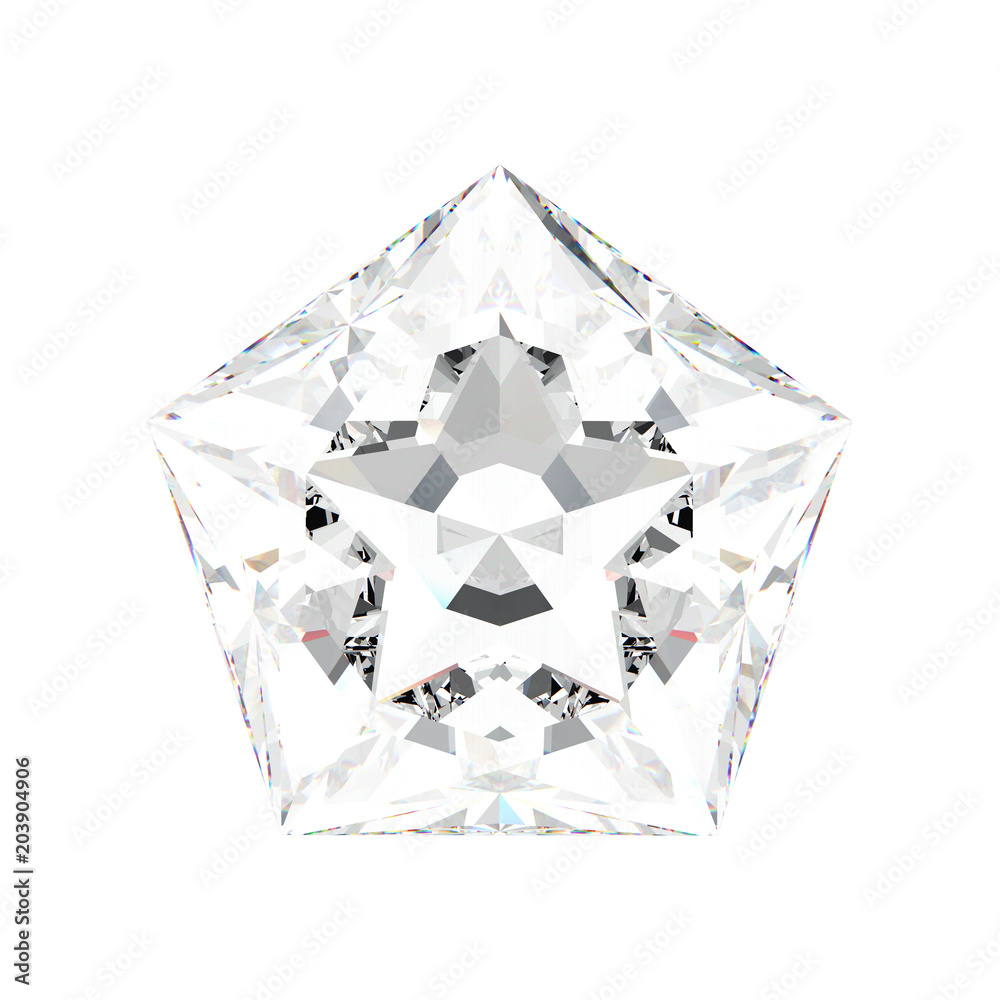 Fototapeta premium 3D illustration isolated white pentagon diamond stone