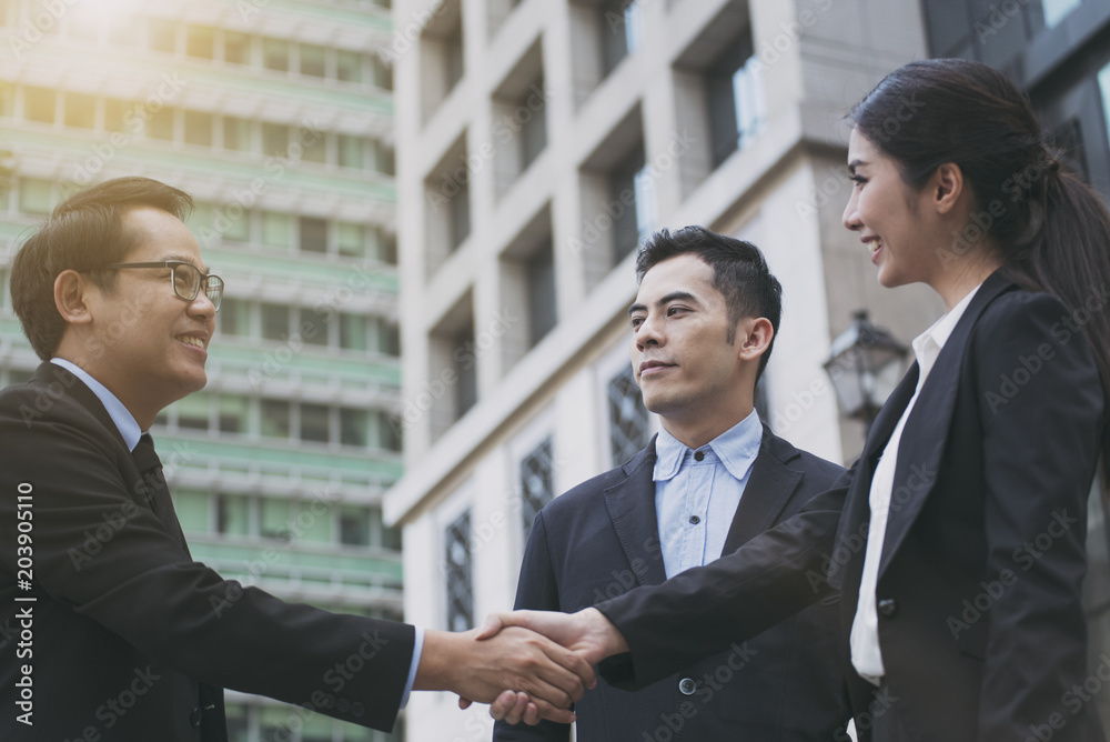 Businesspeople making handshake agreement. concept cooperation. Businesspeople making handshake agreement. concept cooperation.