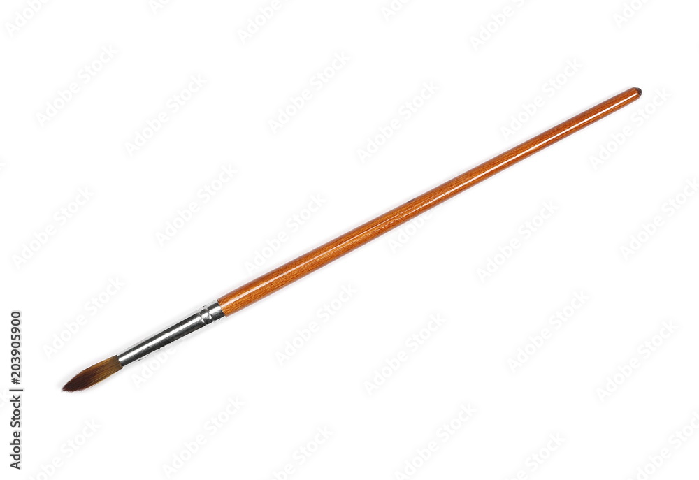 Paintbrush isolated on white background, top view Paintbrush isolated on white background, top view