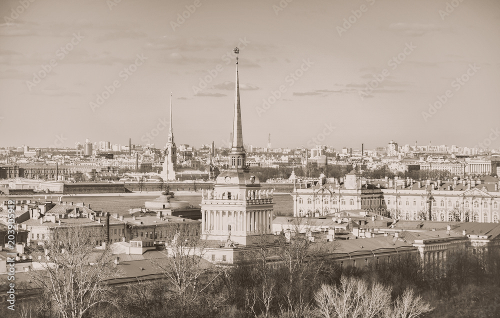 View on the Saint-Petersburg. Old retro photo.
