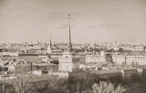 View on the Saint-Petersburg. Old retro photo.