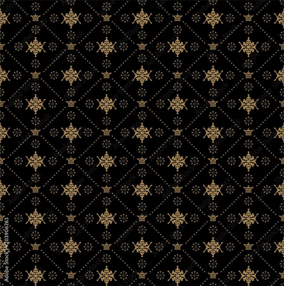 Vintage Background, Royal style. Damask Wallpaper. Seamless pattern for  design. Dark color, vector Stock Vector | Adobe Stock