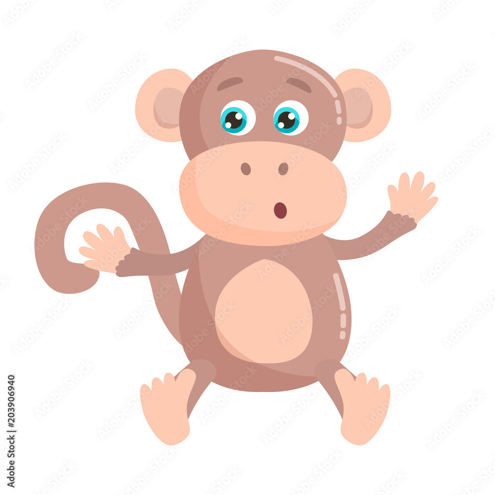 Cute monkey vector illustration. Flat design. Cute monkey vector illustration. Flat design.