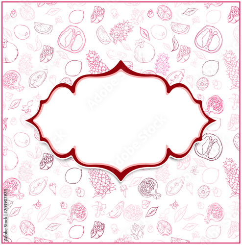 Wallpaper Mural White figured background with tropical fruits. Torontodigital.ca