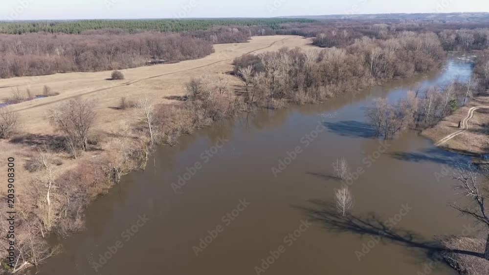 FLIGHT OVER RIVER BY MEDOW AND FOREST. THE RIVER OF PSEL, UKRAINE. FLIGHT OVER RIVER BY MEDOW AND FOREST. THE RIVER OF PSEL, UKRAINE.