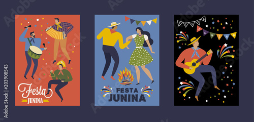 Festa Junina Brazil June Festival. Vector templates. Design element for card  poster  banner  and other use.