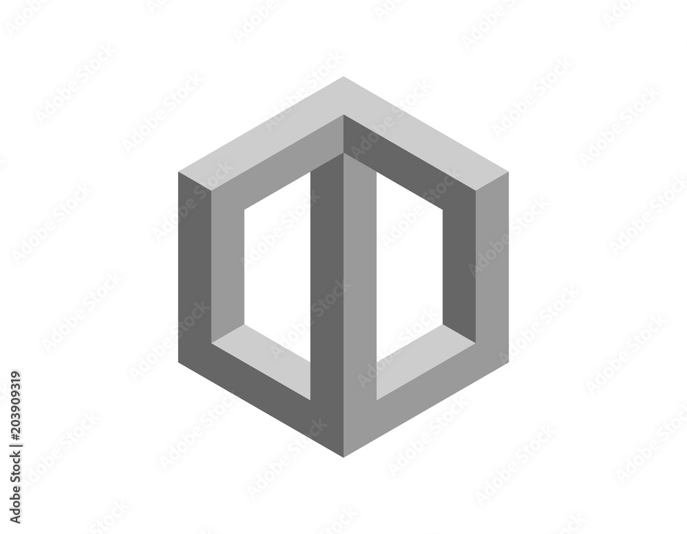 Impossible object. Isolated on white background. 3d Vector illustration. Impossible object. Isolated on white background. 3d Vector illustration.
